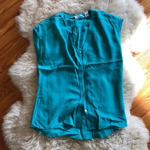 100%Silk Max Studio Turquoise Blouse